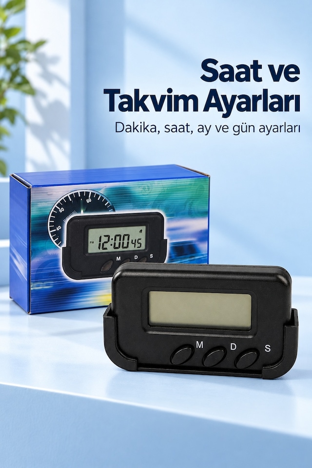 Alarmlı Dijital Araba Saati Takvim Ve Kronometre Özellikli - Lisinya