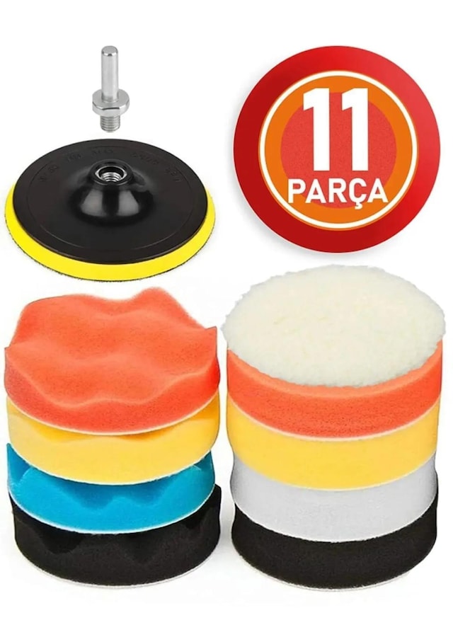 11 Parça Pasta Cila Polisaj Süngeri Seti Matkap Uyumlu 115mm Çap