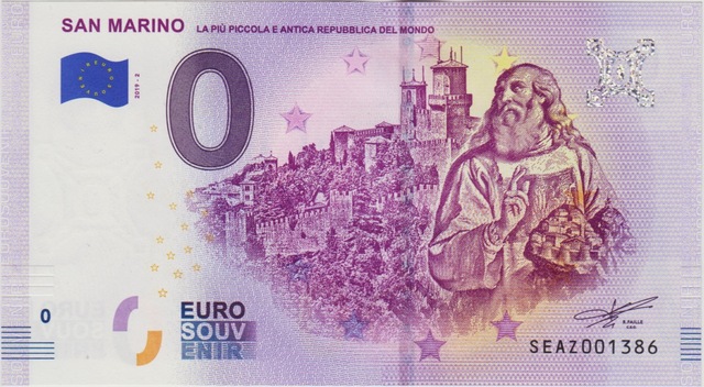 San Marino Hatıra 0 Euro 2019. 5000 Adet Basılmıştır. Çil. Nadir.