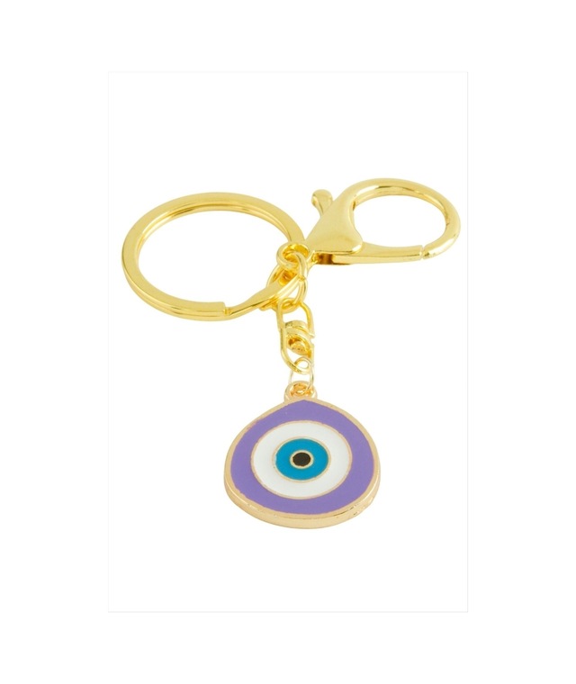 Nazar - 592 - Calı Mineli Metal - Spt-gld - Anahtarlık Lila