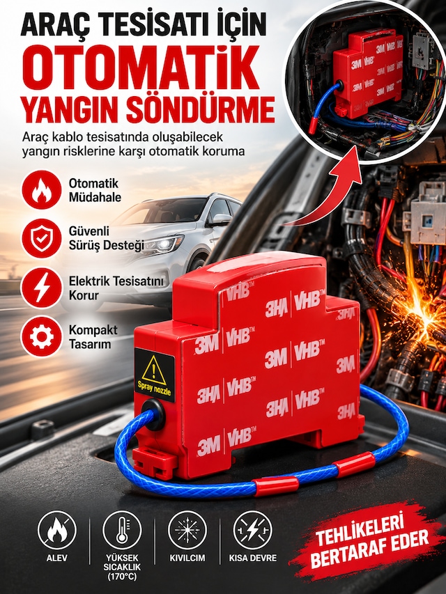 Araç Tesisatı İçin Otomatik Yangın Söndürme Cihazı Motor Bölmesi Ve Kablo Tesisatı İçin Otomatik Yangın Koruma Sistemi