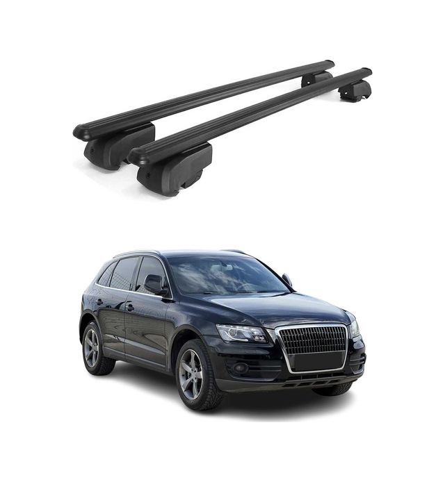 Audi Q5 I 2008-2016 Arası Uyumlu Port Bagaj Taşıyıcı Ara Atkı Alüminyum Siyah 2 Parça