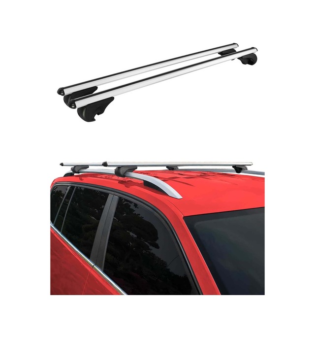 Ford Kuga / Jeep Cherokee / Kia Sorento / Suzuki Sx4 / Mazda Cx-5 Arası Uyumlu Port Bagaj Taşıyıcı Ara Atkı Alüminyum Gümüş 2 Parça