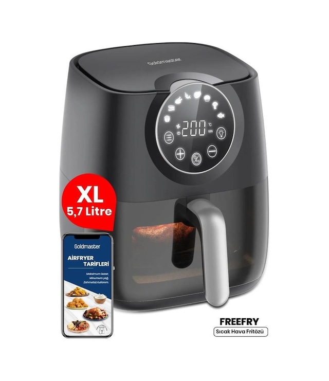 Goldmaster GM-7419 Freefry Cam Kapak Hazneli Sıcak Hava Fritözü