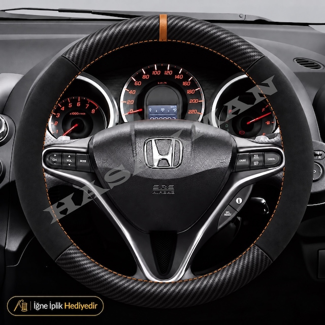 Honda Cr-v Dikme Direksiyon Kılıfı Alcantara Süet Mat Karbon Taba Yüzük Ve Dikiş Rm 2.0-1.6 Dizel-executive 2012-2015