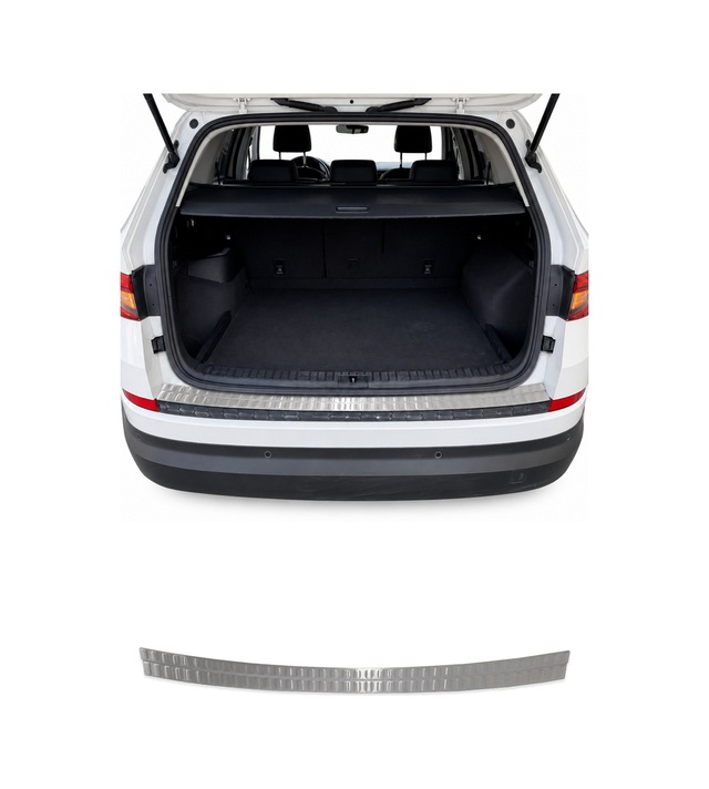Skoda Kodiaq I 2016-2024 Uyumlu Krom Arka Tampon Eşiği Paslanmaz Çelik Taşlı Mat