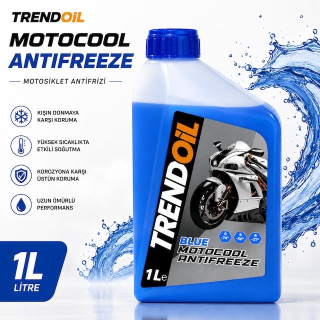 TRENDOİL Motocool Motosiklet Antifrizi 1 Litre Motor Soğutma Sıvısı Mavi
