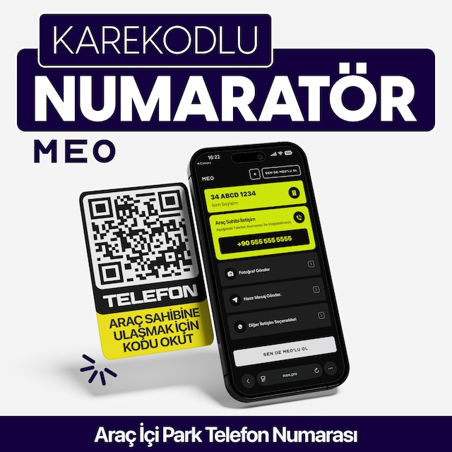 Karekodlu Araç Numaratörü - Araç İçi Park Telefon Numarası
