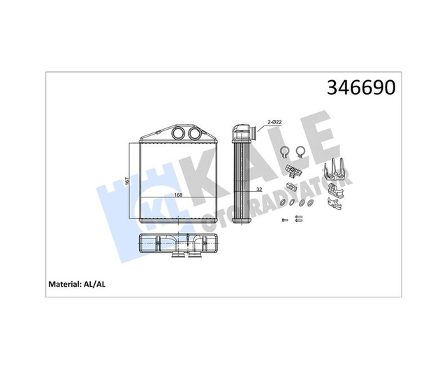 Kalorifer Radyatörü Brazing Kale 346690 Opel Combo / Corsa C