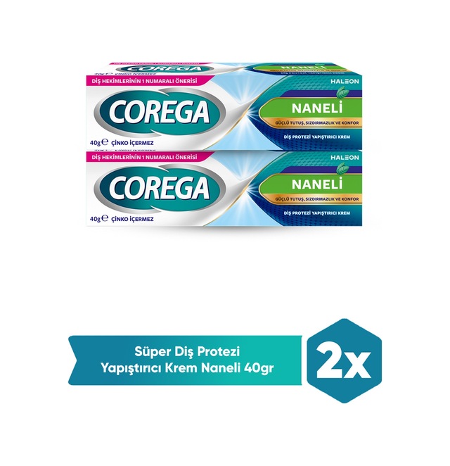 Corega Süper Protez Yapıştırıcı Naneli Krem 40 Gr 2 Adet