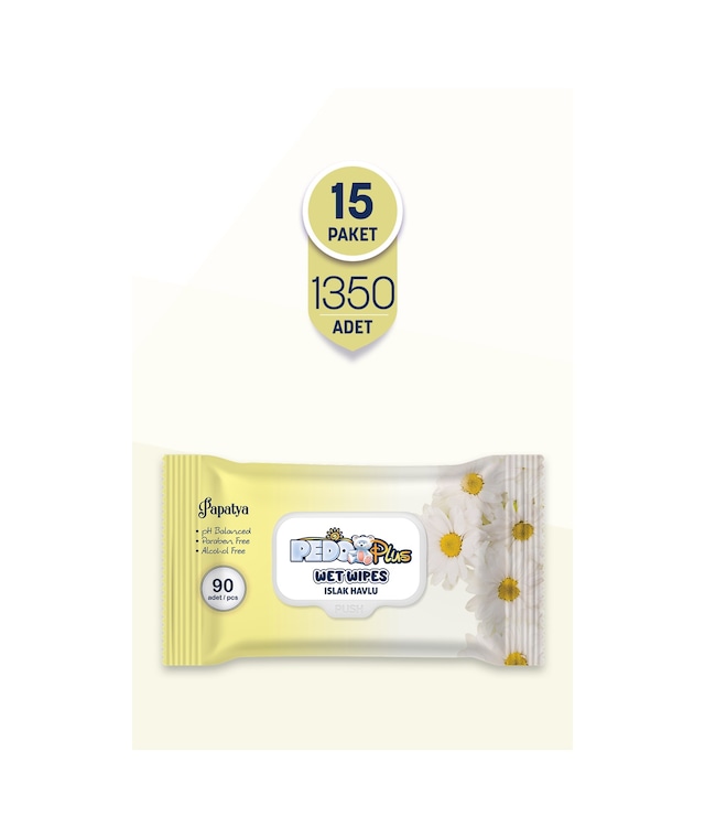Pedo Papatya Kokulu Islak Mendil 90'lı 15 Paket