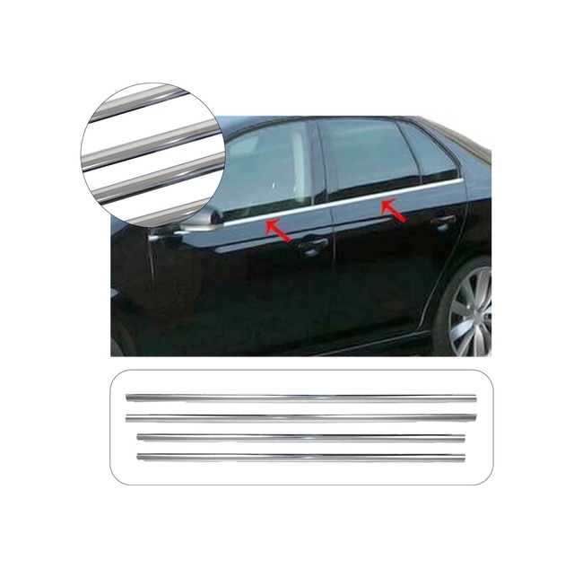Volkswagen Jetta Uyumlu 2005-2011 Krom Cam Çıtası 4 Parça Paslanmaz Çelik