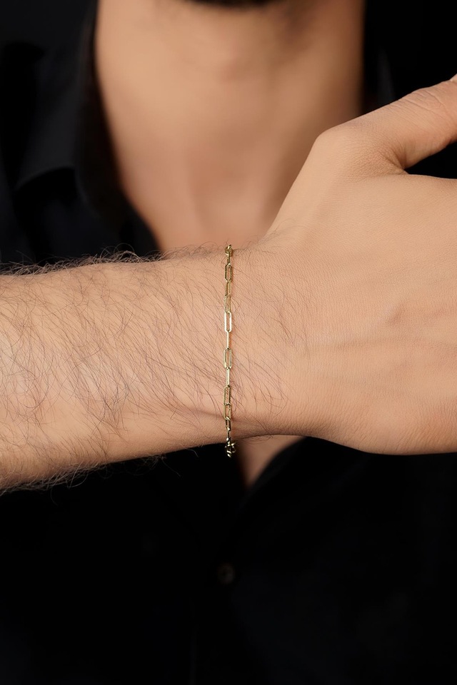 14 Ayar Altın Ataç Zincir Erkek Bileklik 2.30 Mm Sarı Altın