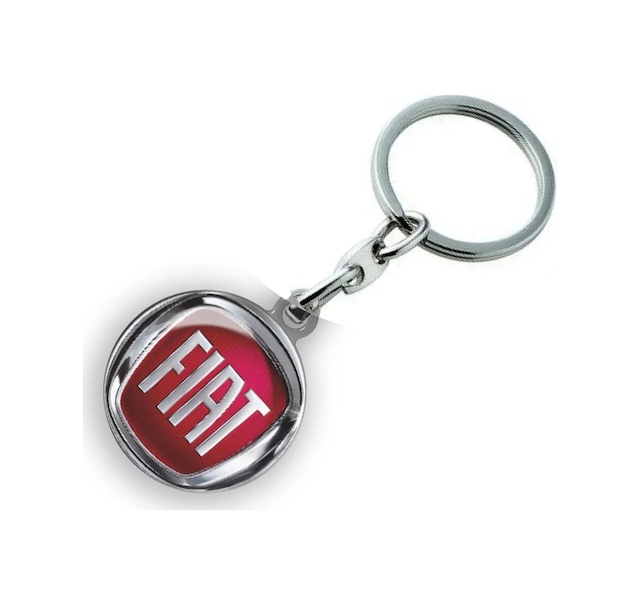 Fiat Logolu Metal Otomobil Anahtarlığı - Damla Baskılı