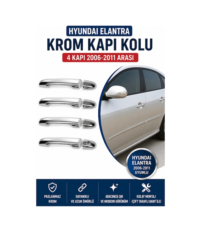 Hyundai Elantra Krom Kapı Kolu 4 Kapı 2006-2011 Arası Hydnelntrkkt00001