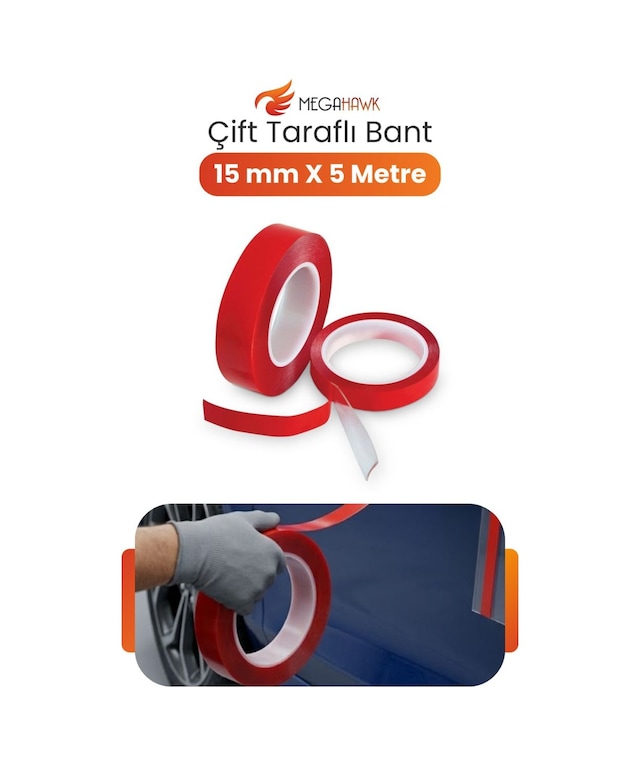 Çift Taraflı Bant Güçlü Şeffaf Nano Bant Oto Aksesuar Montaj Bandı İz Bırakmaz 15 Mm X 5 Metre 10 Cm X 1.5 M