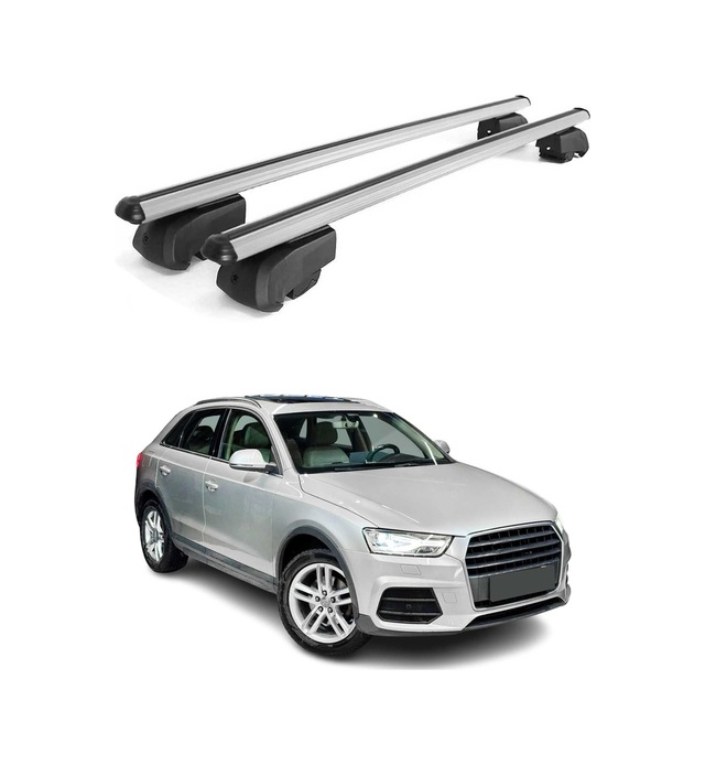 Audi Q3 I 2011-2018 Arası Uyumlu Port Bagaj Taşıyıcı Ara Atkı Alüminyum Gümüş 2 Parça