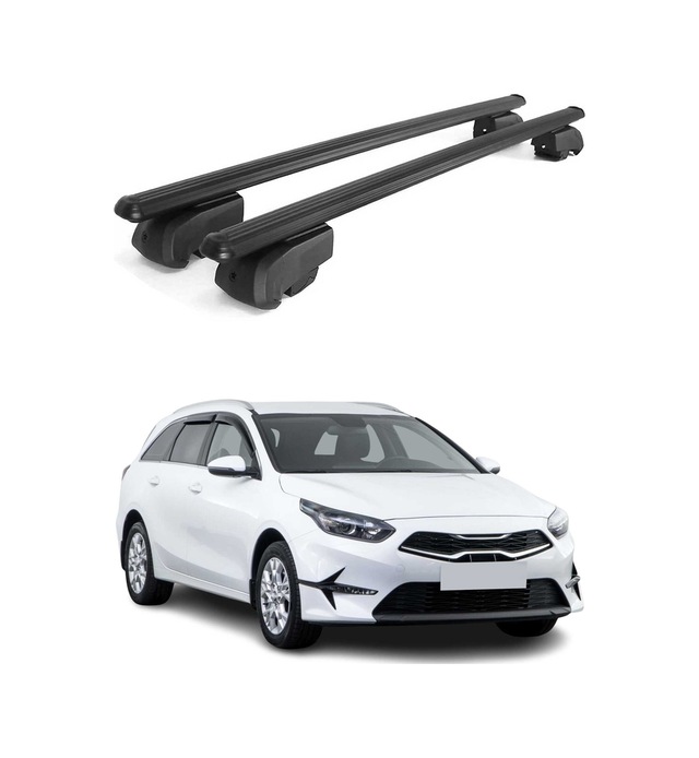 Kia Ceed Station Wagon 2019-2026 Arası Uyumlu Port Bagaj Taşıyıcı Ara Atkı Alüminyum Siyah 2 Parça