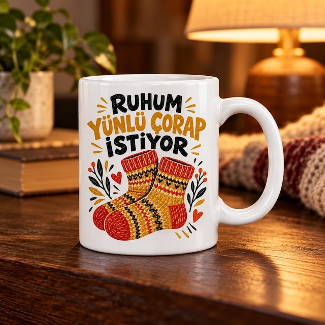 Kışlık Ruh Tasarımlı Porselen Kupa - Model 889