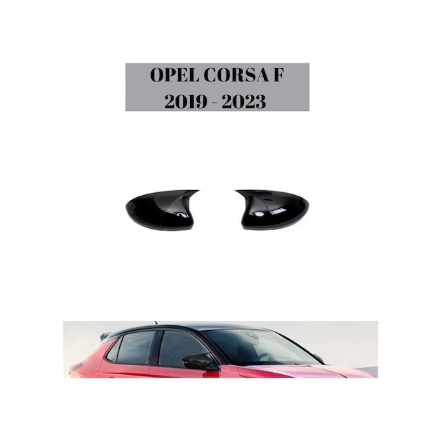 Opel Corsa F 2019 2020 2021 2022 2023 İle Uyumlu Araca Özel Yarasa Batman Piano Black Ayna Kapağı Takımı 2 Parça 1 Adet