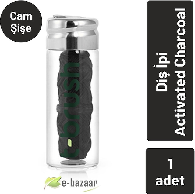 T-Brush Activated Charcoal Cam Şişe Diş İpi - 30 metre