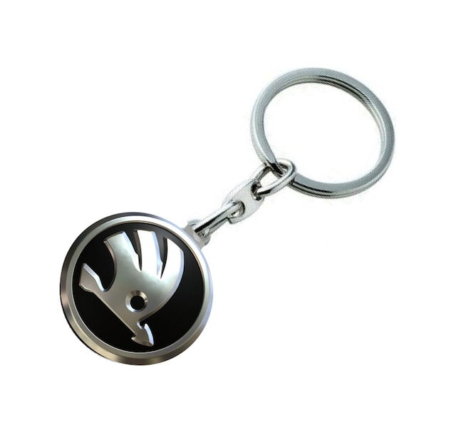 Skoda Logolu Metal Otomobil Anahtarlığı - Damla Baskılı