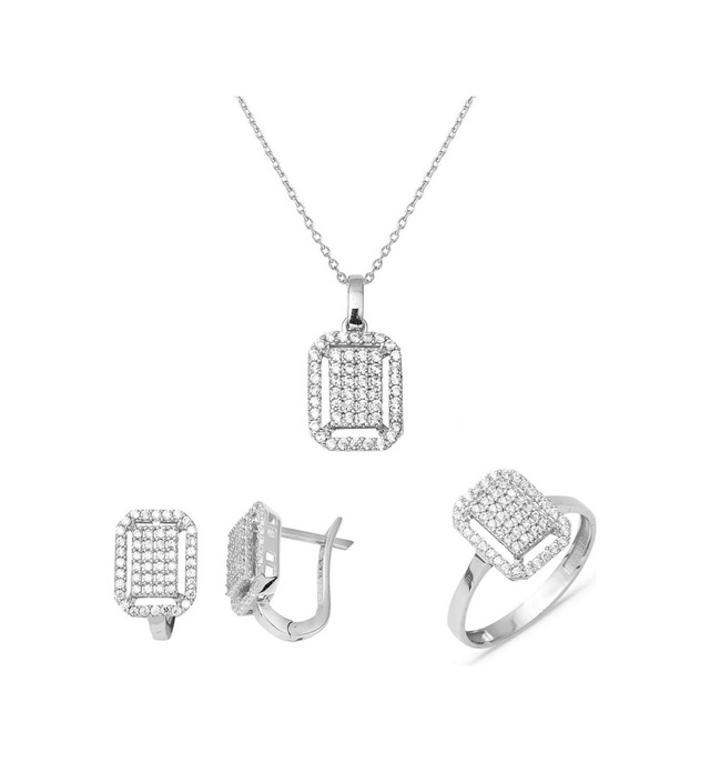 Bilezikci Coronet Beyaz Altın Baget Spor Set Stvr34841