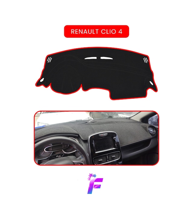 Renault Clio 4 Uyumlu Torpido Örtüsü Araca Özel Üretim Kolay Montaj Torpido Kılıf Koruma A27 Torpido Halısı