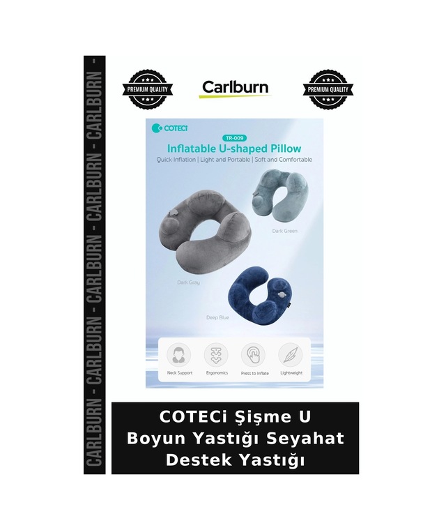 Coteci Şişme U Boyun Yastığı Seyahat Destek Yastığı Kollayastık Boyunluk Minik Yastık