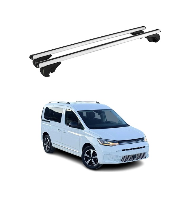Vw Caddy V 2020-2027 Arası Uyumlu Port Bagaj Taşıyıcı Ara Atkı Alüminyum Gümüş 2 Parça