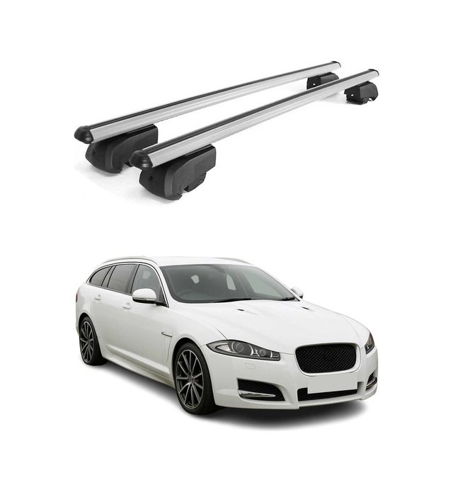 Jaguar Xf Sportbrake 2018-2023 Arası Uyumlu Port Bagaj Taşıyıcı Ara Atkı Alüminyum Gümüş 2 Parça