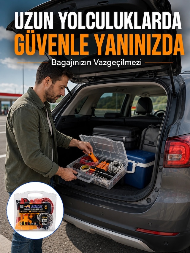 Mey İthalat Profesyonel Araç İçi Acil Durum Seti 27 Parça Çok Amaçlı Oto Yardım Çantası