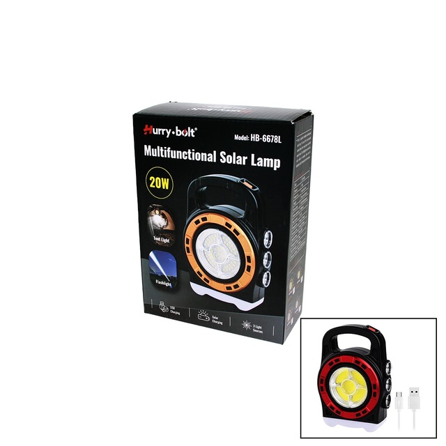 3ın1 20w Solar - Usb Şarjlı El Feneri - Powerbank El Çantası Modeli 5286