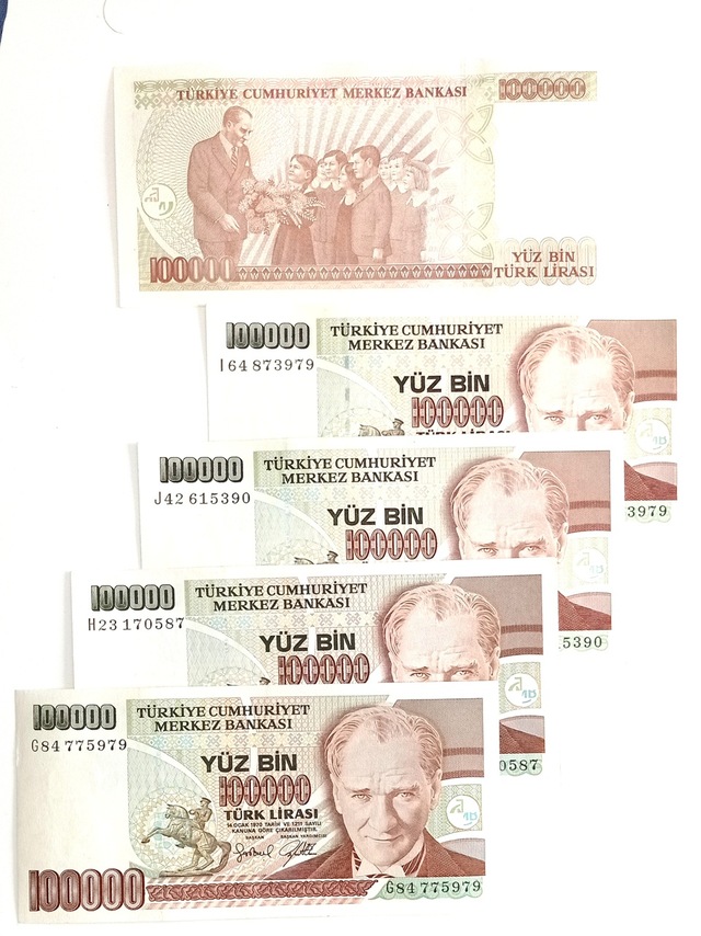Cumhuriyetin İlk Dönemi 7 Emisyon 100.000 Türk Lirası Koleksiyon Para