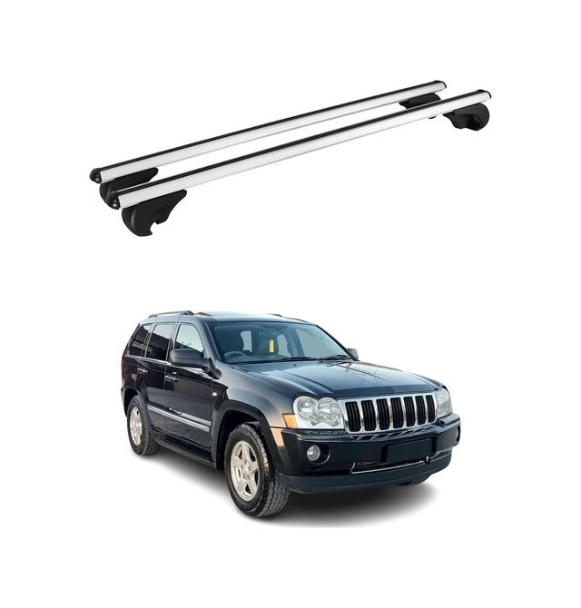 Jeep Grand Cherokee 2005-2010 Arası Uyumlu Port Bagaj Taşıyıcı Ara Atkı Alüminyum Gümüş 2 Parça