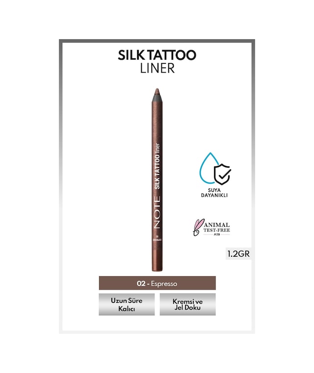 Silk Tattoo Liner Suya Dayanıklı İpeksi Jel Göz Kalemi - 02 Espresso - Kahverengi (Işıltılı)