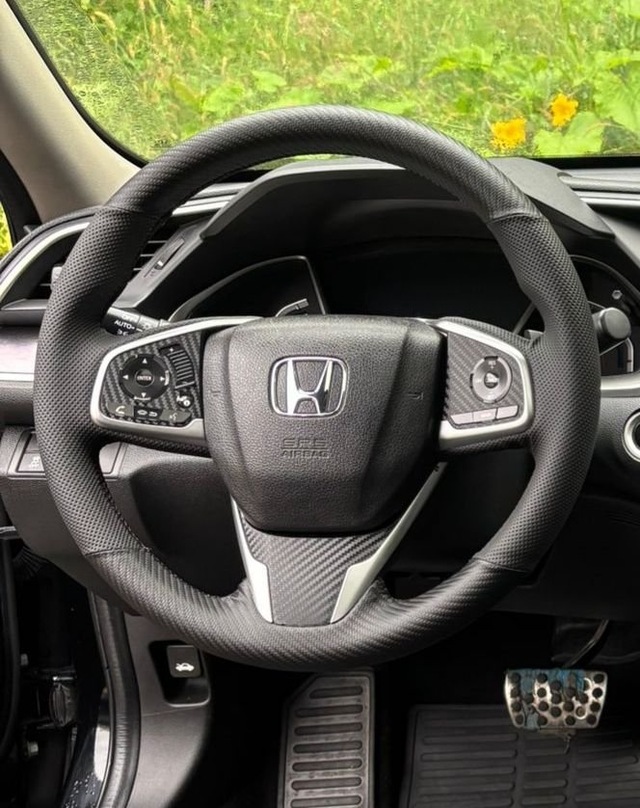 Honda Civic Fc5 Araca Özel Direksiyon Kılıfı Açıklamamızı Okuyunuz Karbon Nokta Siyah İp Siyah