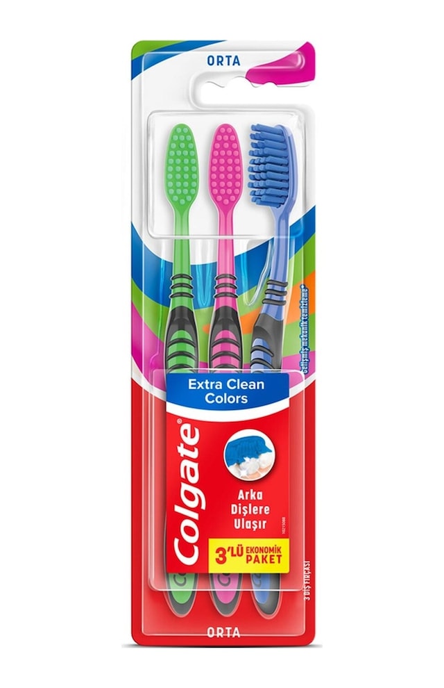 Colgate Extra Clean Colors Orta Diş Fırçası 3'lü
