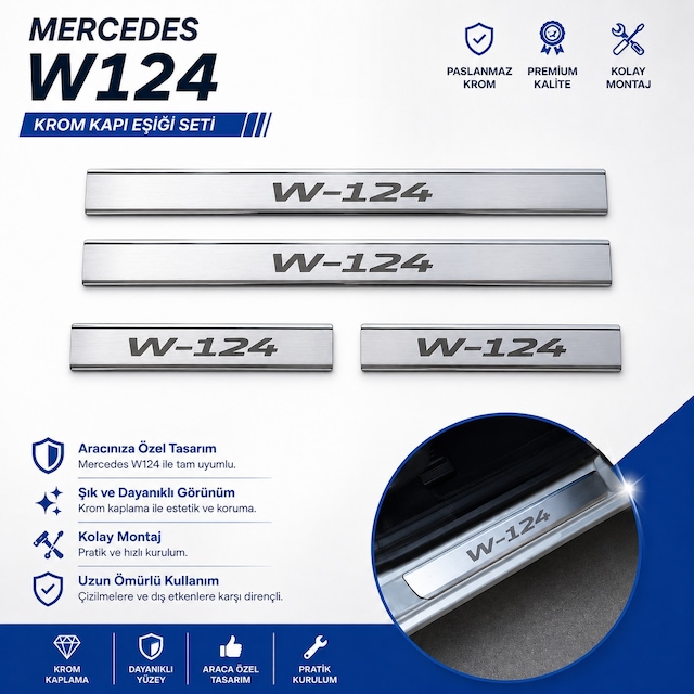 Mercedes W124 Krom Kapı Eşiği Takımı 1984-1995 Paslanmaz Çelik