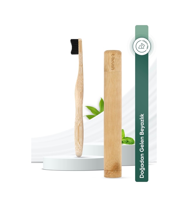Tbrush Koyugri Bambu Diş Fırçası - Medium(orta Sert) + Diş Fırçası Saklama / Taşıma Kabı