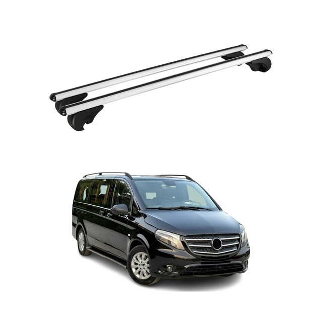 Mercedes Vito W447 2014-2027 Arası Uyumlu Port Bagaj Taşıyıcı Ara Atkı Alüminyum Gümüş 2 Parça
