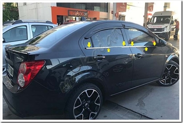Markadan Chevrolet Aveo Sedan Krom Cam Çıtası 2012 Sonrası 4 Parç