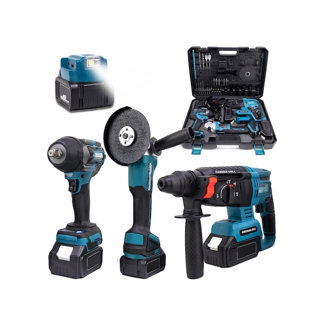 Prohummer Ph279 Akülü Kömürsüz 3ın1 Matkap Seti - 800nm Somun Sökme, Kırıcı Delici , 125mm Avuç Taşlama, Powerbank Ve Led 21v 4ah