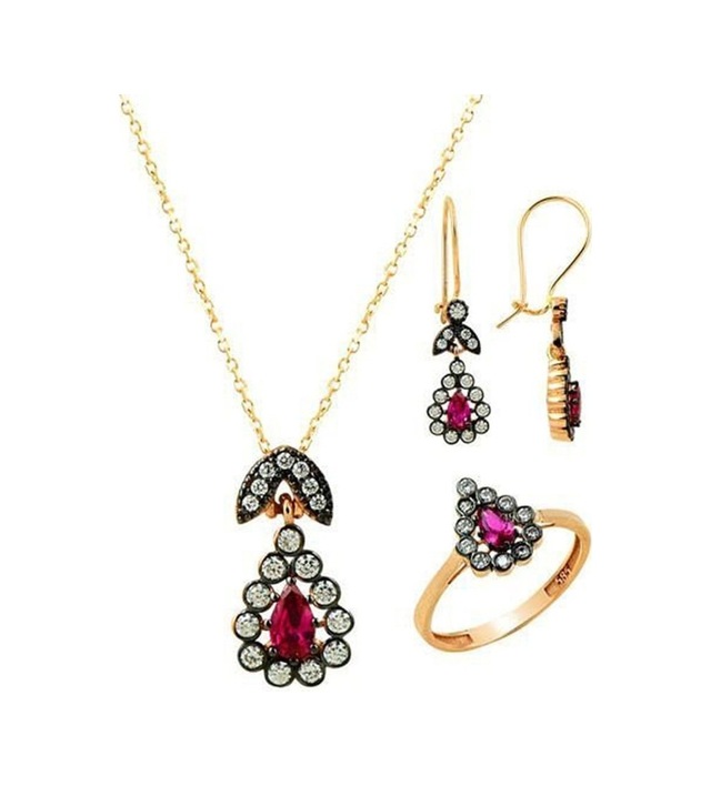 Üçlü Set Pembe Damla 6,98 Gram 14 Ayar Altın