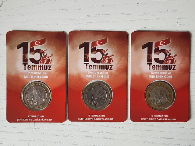 3 Adet 15 Temmuz 2016 Demokrasi Ve Milli Birlik Günü Hatıra Para