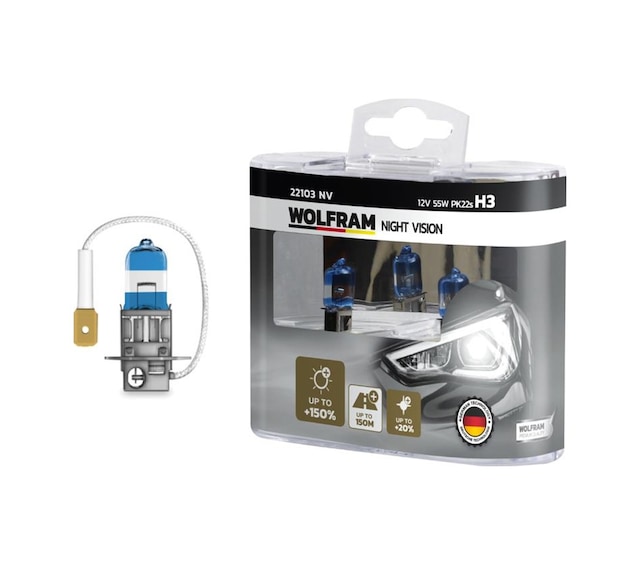Ampul 12v H3 55 Pk22s Nıght Vısıon 150 Fazla 20 Glblseme - 55 Beyaz Işık