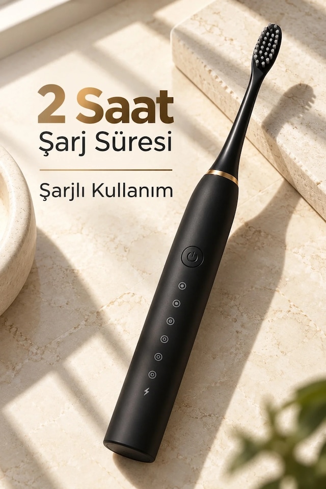 Ers Siyah Şarjlı Diş Fırçası 2 Dakika Zamanlayıcılı