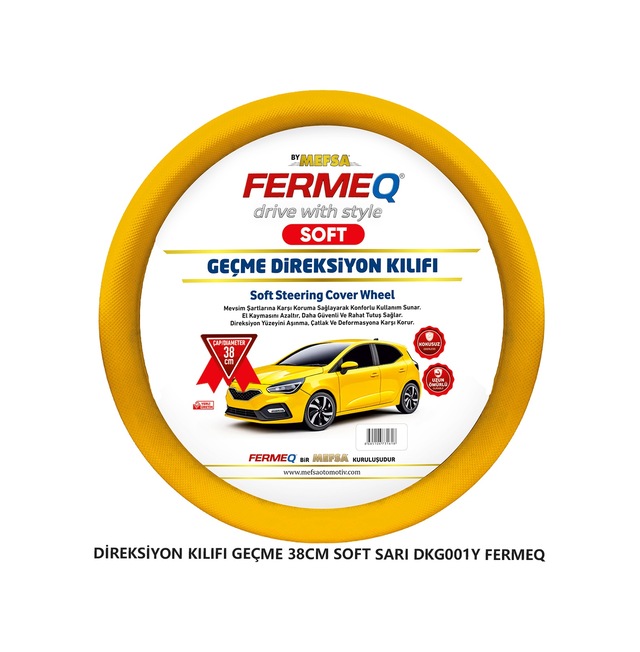 Direksiyon Kılıfı Geçme 38cm Soft Sarı Dkg001y Fermeq