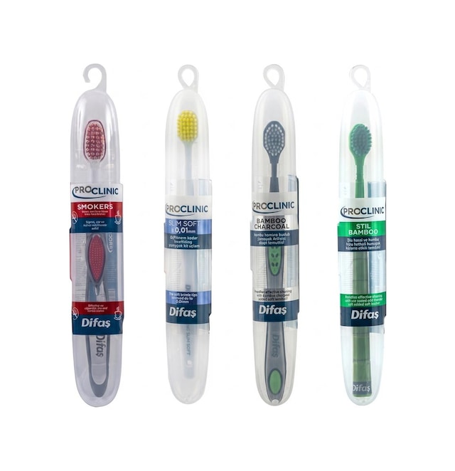 Difaş Proclinic Smokers, Slim Soft, Stil Bamboo Ve Bamboo Charcoal Diş Fırçası Seti