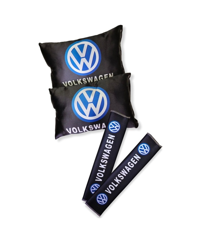 Volkswagen Dijital Baskılı Siyah Araç Seyahat Boyun Yastık 2'li Set Volkswagen Emniyet Kemer Ped Kırmızı
